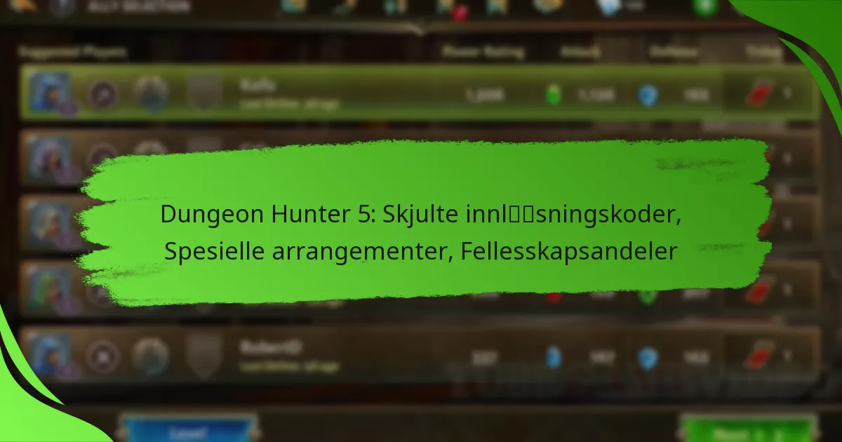 Dungeon Hunter 5: Skjulte innløsningskoder, Spesielle arrangementer, Fellesskapsandeler